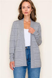 Stitch Striped L/S Cardigan H. Grey