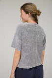 Washed Ribbed S/S Tee w/ Pocket Charcoal