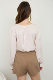 Satin Vneck L/S Blouse