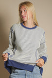 Oversized Waffle Knit Top Blue