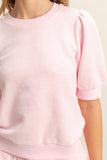 Puff Shoulder Crew Shirt Pink