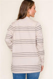 Stitch Striped L/S Cardigan Oatmeal