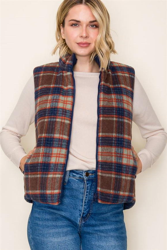 Plaid/Corduroy Reversible Vest