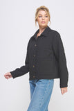 Snap Front Quilted Jacket Blk