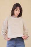 Waffle Pattern Sweater Cream