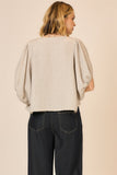 Plus Striped Top w/ Neck Tie Detail Off White