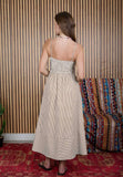 Brown Striped Basque Waist Dress
