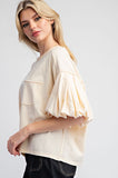 Mineral Washed Puff Sleeve Top