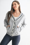 Shadowline Cotton Cardigan Grey/Navy