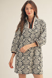 Damask 1/4 Zip Dress