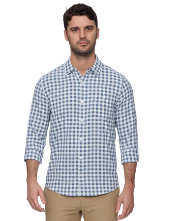 Mens L/S Shirt Westerly Performa Navy/White Check