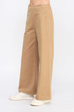 Button Detail Heavy Twill Wide Leg Pants