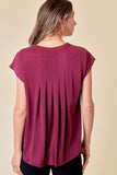 Cupro Slit Blouse w/ Pleat Detail