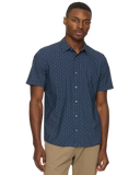 Mens S/S Shirt Elston Leaf Print Navy