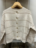 Thin Stripe Round Neck Cardigan