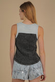 Henley Tank Blk w/ Denim Detail