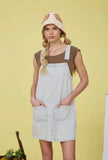 Striped Denim Overall Dress