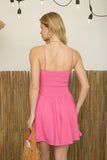 Basque Waist Spaghetti Strap Dress