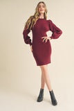 Ribbed Sweater Dress Wine