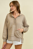 Reverse Fabric Detail 1/2 Zip Hoodie Sand