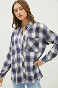 Oversized Soft Flannel Blue