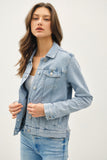 Soft Washed Button Up Jacket Light Denim