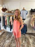 Mineral Washed Vneck Jumper Coral