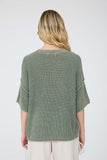 Washed Raw Edge S/S Sweater Olive