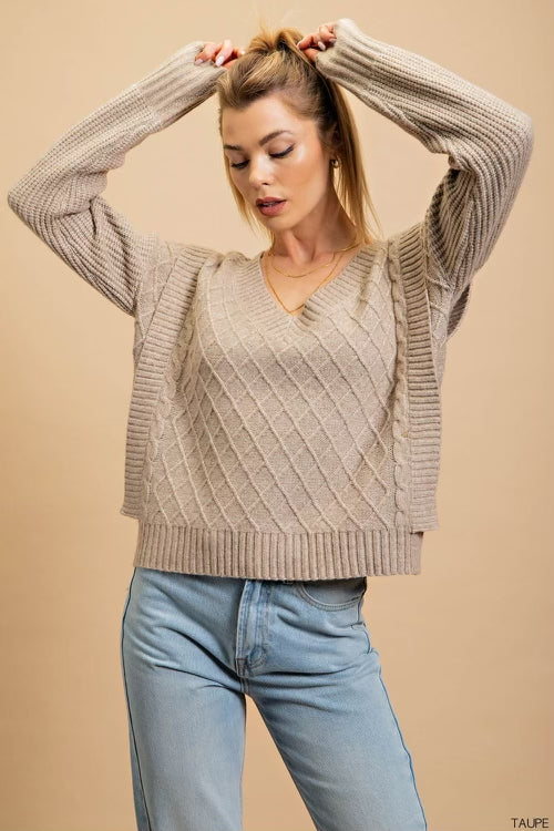 Cable Knit Sweater Taupe