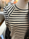 Crew L/S Stripe Dressy Top Charcoal