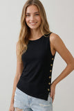 Boatneck Asymmetrical Side Button Tank