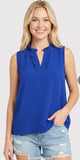 Sleeveless Ruffle Neck/ V Neck Royal