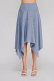 Striped Linen Midi Handkerchief Skirt