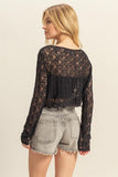 Crochet Crop Sweater Blk