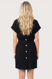 Y Split Neck Dress w/Button Back