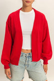 Waist Length Cardigan Red