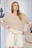 Stripe Contrast Trim S/S Sweater