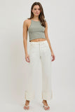 Sara High Rise Wide Cuff Crop Cream