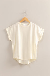 Crewneck Tee w/ Seam Down Back Cream