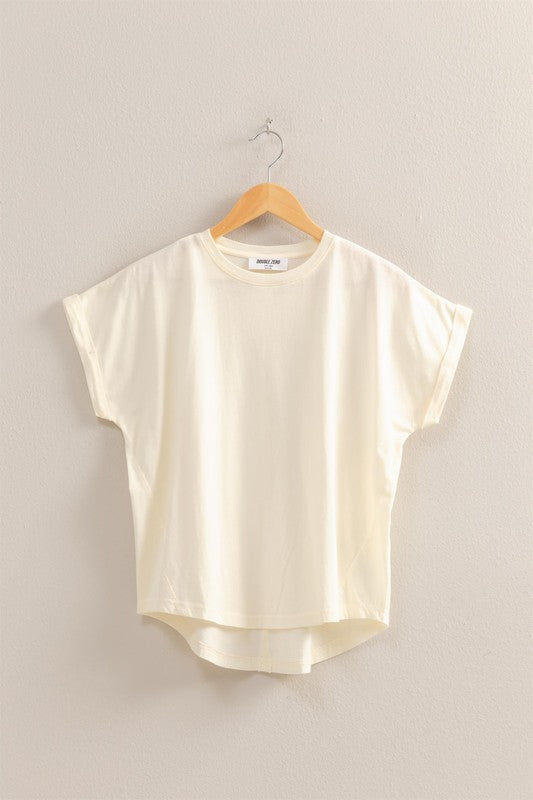 Crewneck Tee w/ Seam Down Back Cream