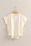 Crewneck Tee w/ Seam Down Back Cream