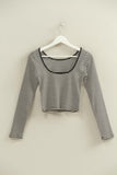 Scoop Back Neck L/S Stripe Shirt