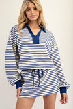 Striped L/S Collar Top Royal