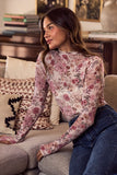 Floral Print Mesh L/S Top