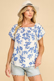 Blue Floral Printed Top