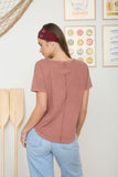 Round Neck S/S Exposed Seam Top Terracotta