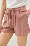 Classic Tencel Shorts Pockets/Elastic Waist Mauve