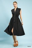 Zip Front Midi Dress Blk