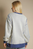 Oversized Waffle Knit Top Blue