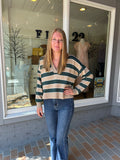 Lightweight Striped Polo Sweater Hunter Green